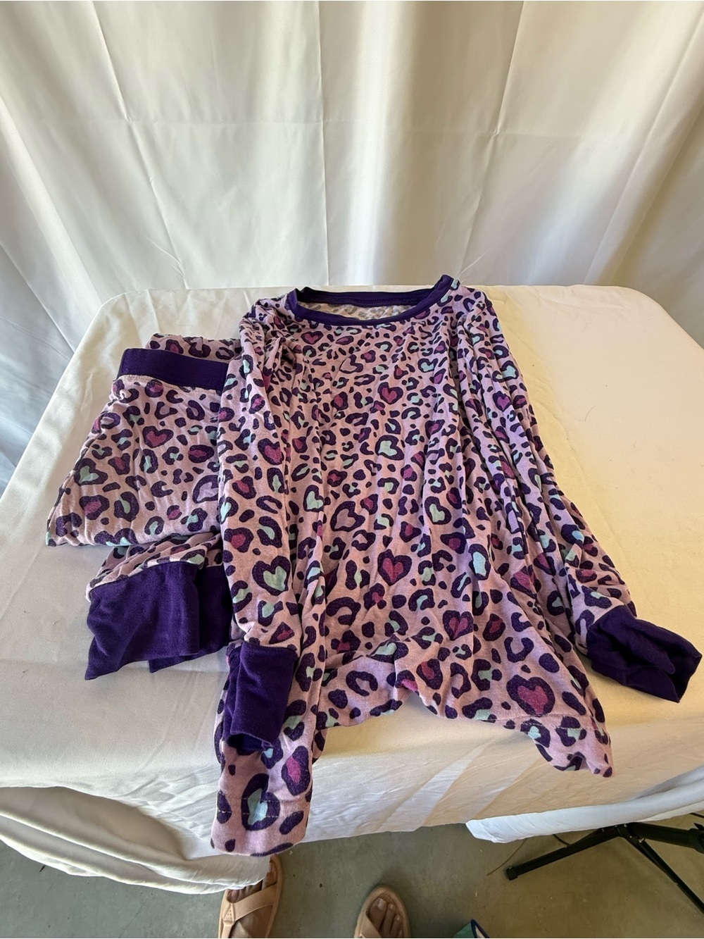 Little Sleepies girls 4T purple heart leopard long sleeve/pants bamboo pajamas